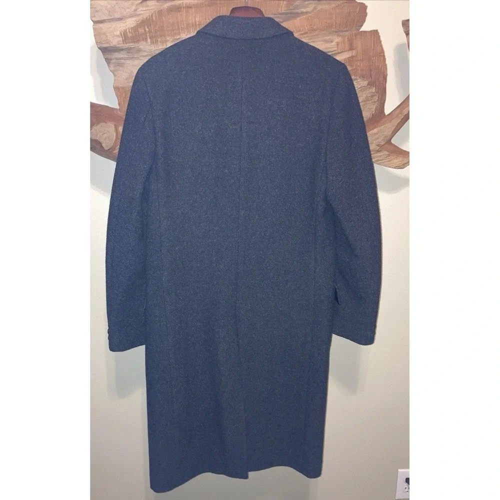 Vintage 80s Pure Wool Overcoat Men's 40R Double Breasted European American Male - Picture 3 of 12